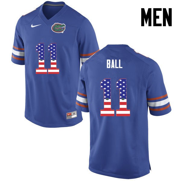 Florida Gators Men #11 Neiron Ball College Football USA Flag Fashion Blue